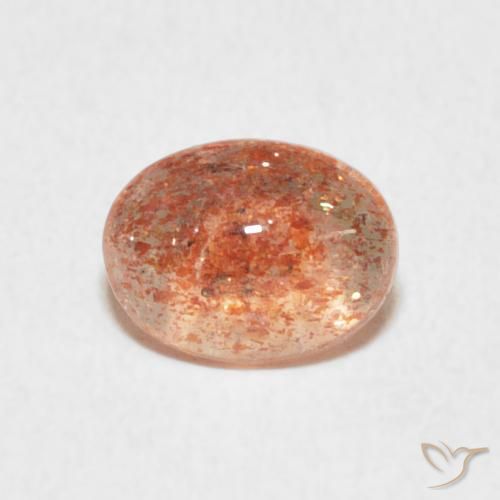 Pierre de soleil Orange moyen naturelle ovale, 1.16 ct, Translucide