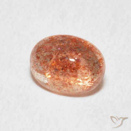 Pierre de soleil Orange moyen naturelle ovale, 1.16 ct, Translucide