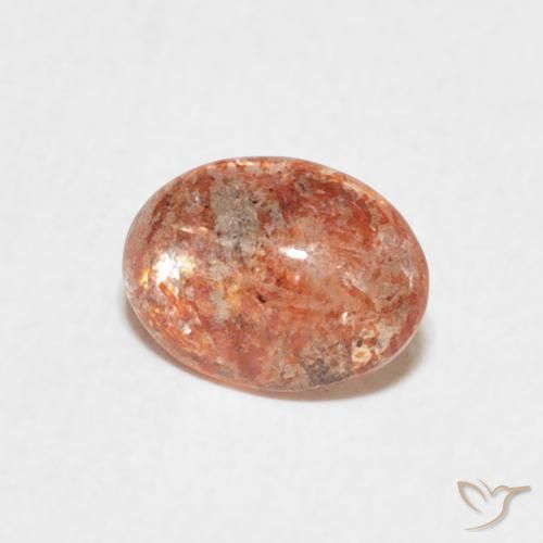 Pierre de soleil Orange pamplemousse naturelle ovale, 0.91 ct, Translucide