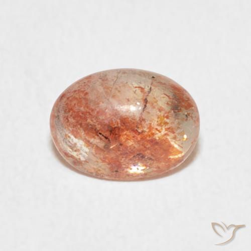 1.08ct Naturel Orange tigre léger Pierre de soleil, ovale, Translucide, Photo A