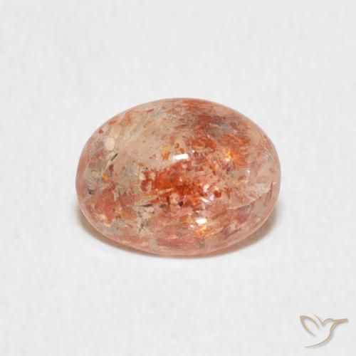 0.97ct Naturel Pêche Orange Pierre de soleil, ovale, Translucide