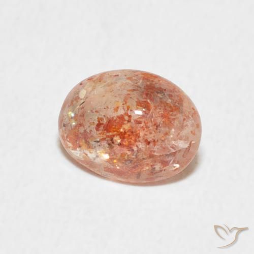 Pierre de soleil Pêche Orange naturelle ovale, 0.97 ct, Translucide
