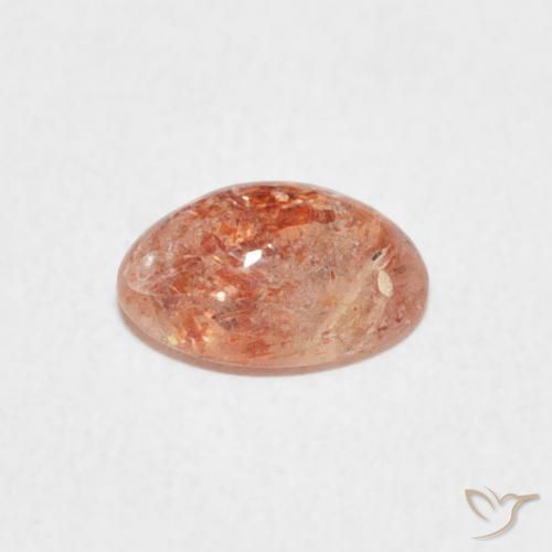 Pierre de soleil Pêche Orange naturelle ovale, 0.97 ct, Translucide