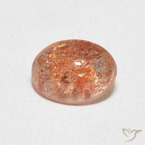 1.08ct Naturel Orange rougeâtre Pierre de soleil, ovale, Translucide, Photo A