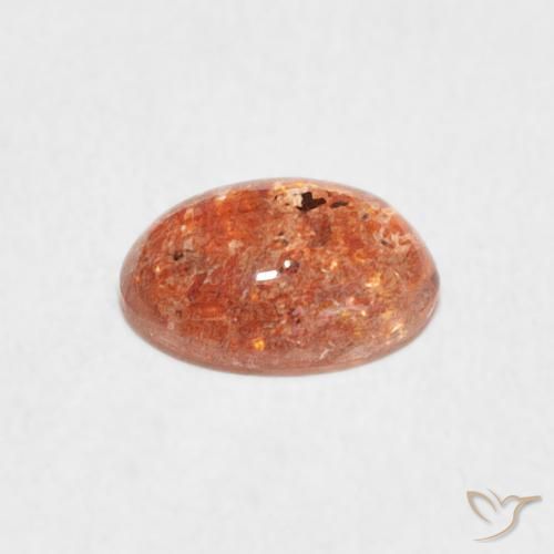 Pierre de soleil Orange rougeâtre naturelle ovale, 1.08 ct, Translucide