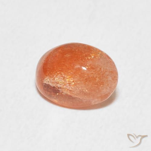 Pierre de soleil Orange foncé naturelle ovale, 1.02 ct, Translucide