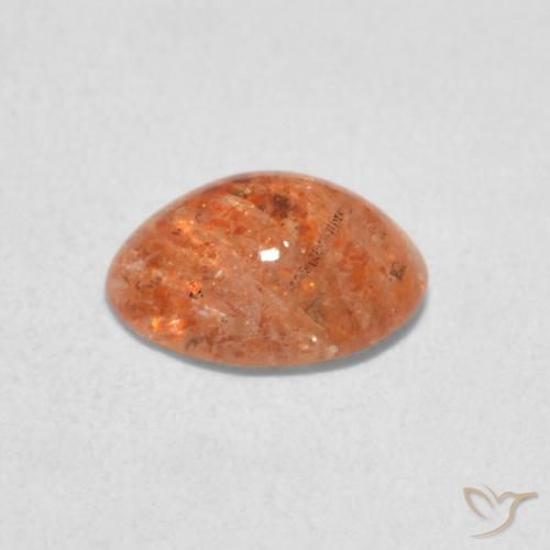 Pierre de soleil Orange moyen naturelle ovale, 1.17 ct, Translucide