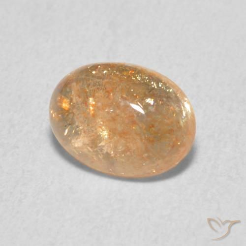 Pierre de soleil Orange pêche léger naturelle ovale, 1.33 ct, Translucide