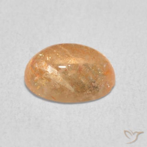Pierre de soleil Orange pêche léger naturelle ovale, 1.33 ct, Translucide