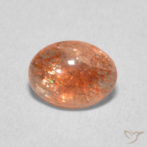 1.05ct Naturel Orange rougeâtre Pierre de soleil, ovale, Translucide