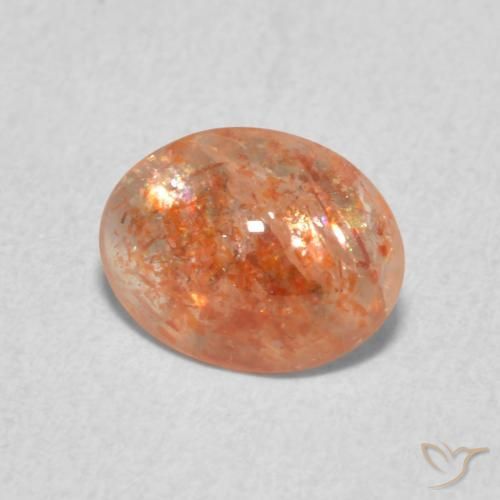 Pierre de soleil Orange gingembre naturelle ovale, 1.07 ct, Translucide