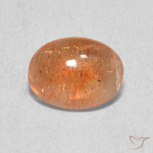 1.26ct Naturel Medium Light-Orange Pierre de soleil, ovale, Translucide