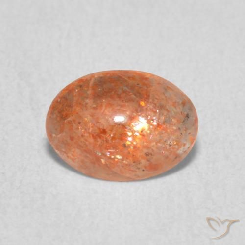 0.84ct Naturel Medium Light-Orange Pierre de soleil, ovale, Translucide