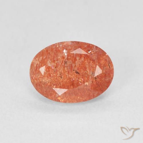1.15ct Naturel Orange rougeâtre Pierre de soleil, ovale, Translucide