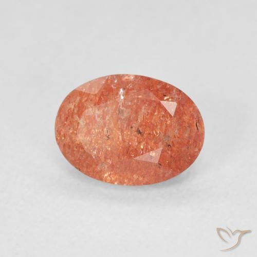Pierre de soleil Orange rougeâtre naturelle ovale, 1.15 ct, Translucide