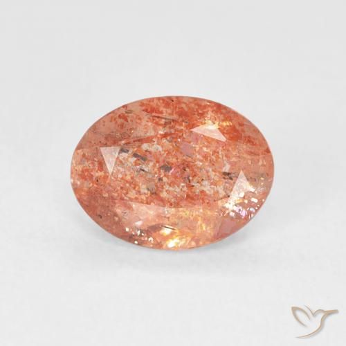 1.14ct Naturel Orange pamplemousse Pierre de soleil, ovale, Translucide
