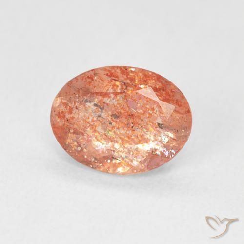 Pierre de soleil Orange pamplemousse naturelle ovale, 1.14 ct, Translucide
