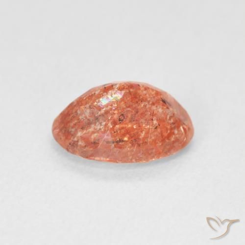 Pierre de soleil Orange pamplemousse naturelle ovale, 1.14 ct, Translucide