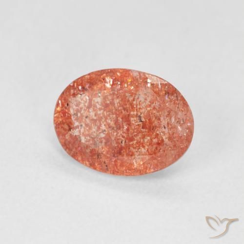 Pierre de soleil Orange pamplemousse naturelle ovale, 0.99 ct, Translucide