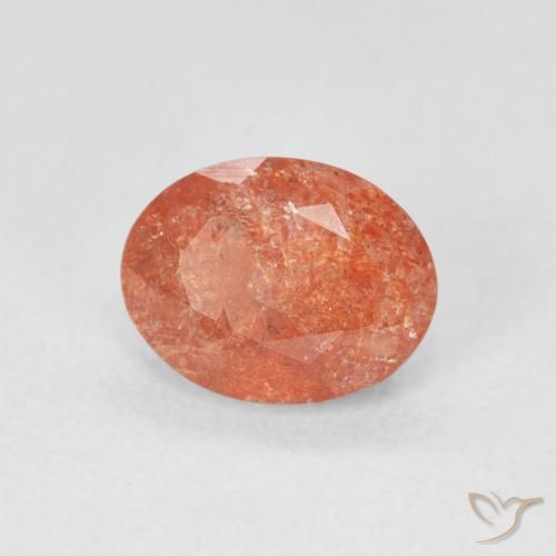Pierre de soleil Orange pamplemousse naturelle ovale, 1.22 ct, Translucide