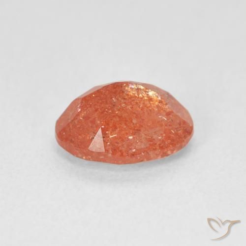 Pierre de soleil Orange pamplemousse naturelle ovale, 1.22 ct, Translucide