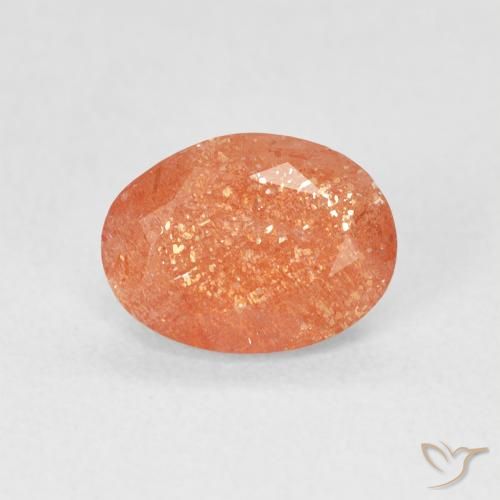 1.23ct Naturel Orange rougeâtre Pierre de soleil, ovale, Translucide