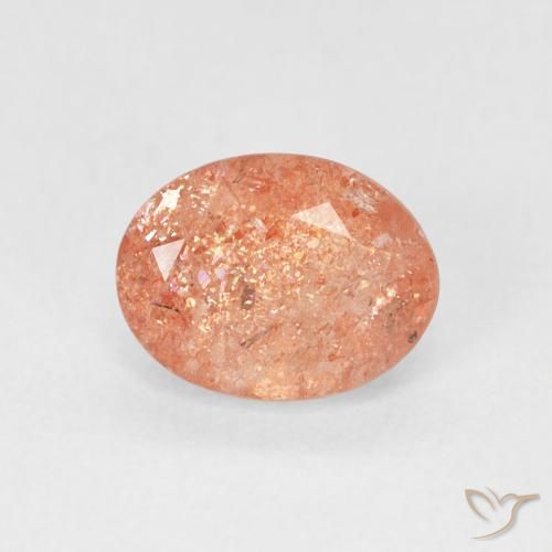 Pierre de soleil Orange pamplemousse naturelle ovale, 1.40 ct, Translucide