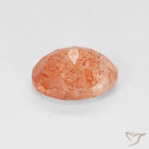 Pierre de soleil Orange pamplemousse naturelle ovale, 1.40 ct, Translucide
