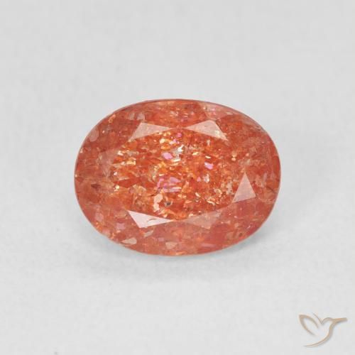1.12ct Naturel Orange pamplemousse Pierre de soleil, ovale, Translucide