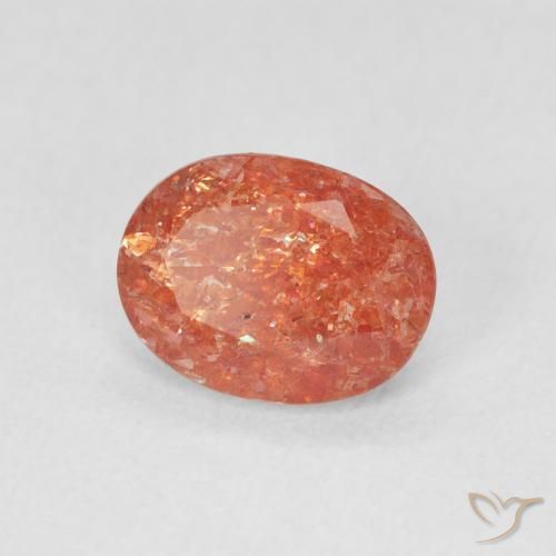Pierre de soleil Orange pamplemousse naturelle ovale, 1.12 ct, Translucide