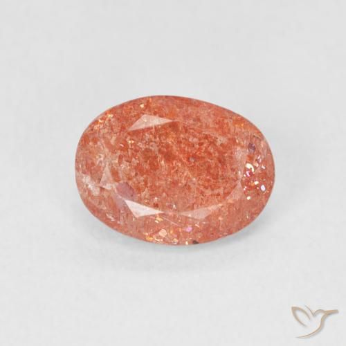 1.05ct Naturel Orange rougeâtre Pierre de soleil, ovale, Translucide