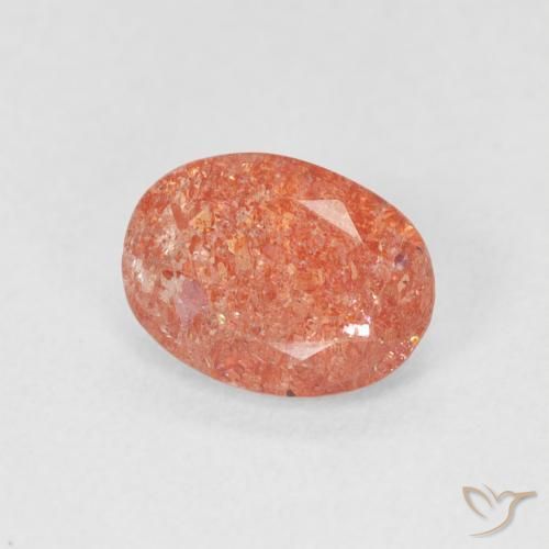 Pierre de soleil Orange rougeâtre naturelle ovale, 1.05 ct, Translucide