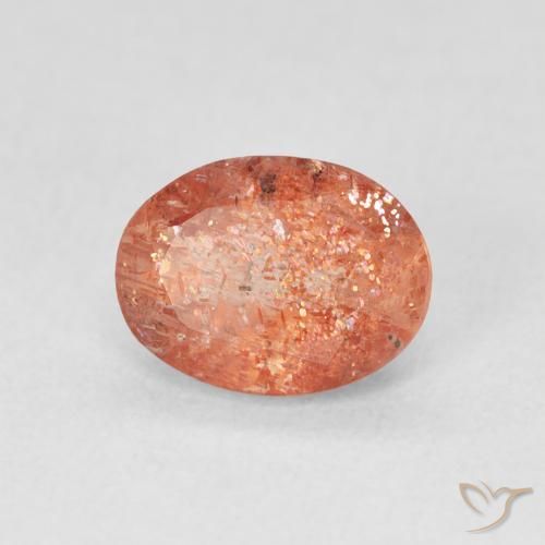 Pierre de soleil Orange pamplemousse naturelle ovale, 1.20 ct, Translucide