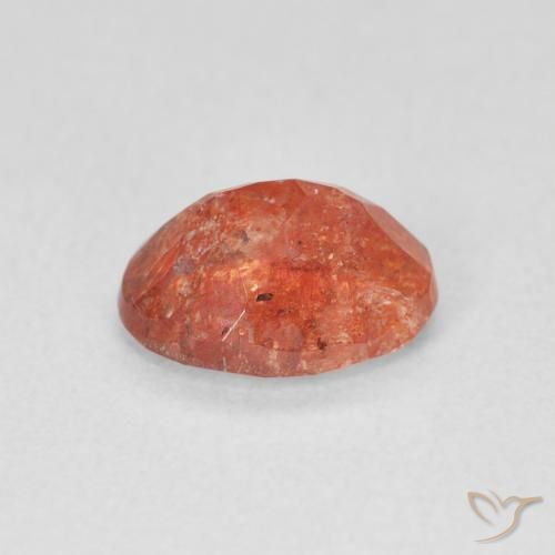 Pierre de soleil Orange pamplemousse naturelle ovale, 1.20 ct, Translucide
