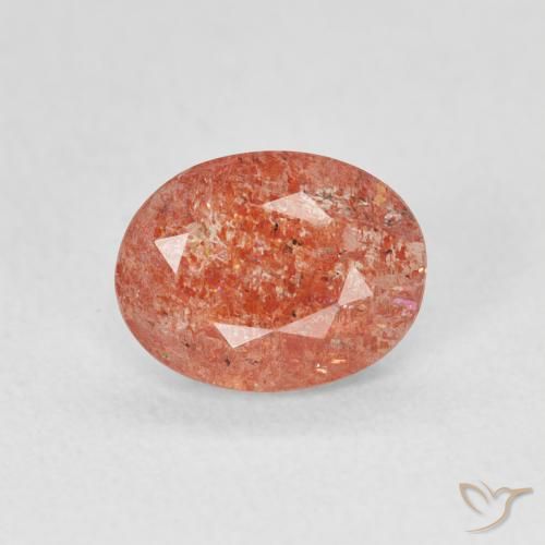 0.91ct Naturel Orange rougeâtre Pierre de soleil, ovale, Translucide