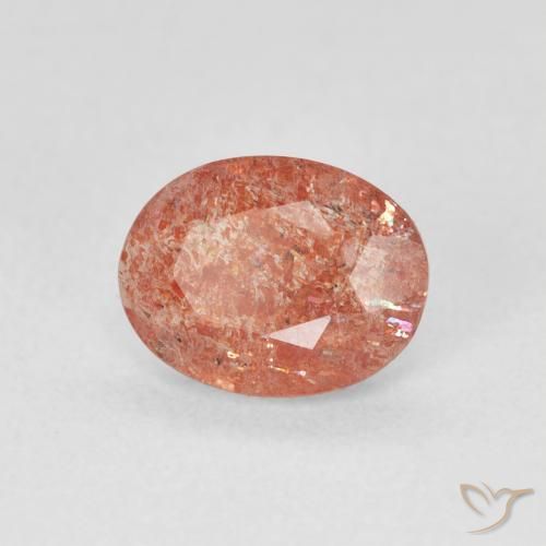 Pierre de soleil Orange rougeâtre naturelle ovale, 0.91 ct, Translucide
