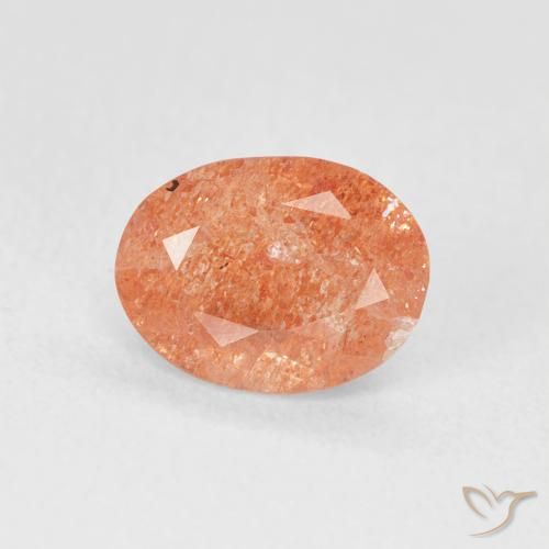 1.20ct Naturel Orange rougeâtre Pierre de soleil, ovale, Translucide