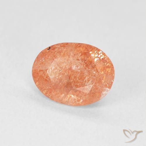 Pierre de soleil Orange rougeâtre naturelle ovale, 1.20 ct, Translucide