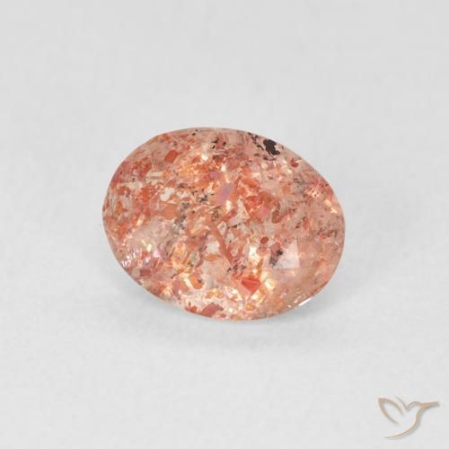 Pierre de soleil Orange pamplemousse naturelle ovale, 0.96 ct, Translucide