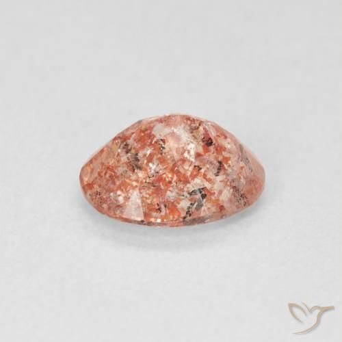 Pierre de soleil Orange pamplemousse naturelle ovale, 0.96 ct, Translucide