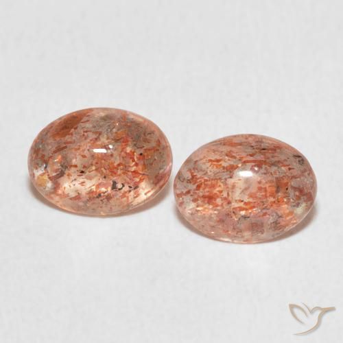 1.86ctw Naturel Medium Light-Orange Pierre de soleil, ovale, Translucide