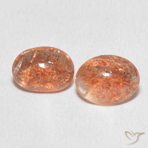 2.15ctw Naturel Orange gingembre Pierre de soleil, ovale, Translucide