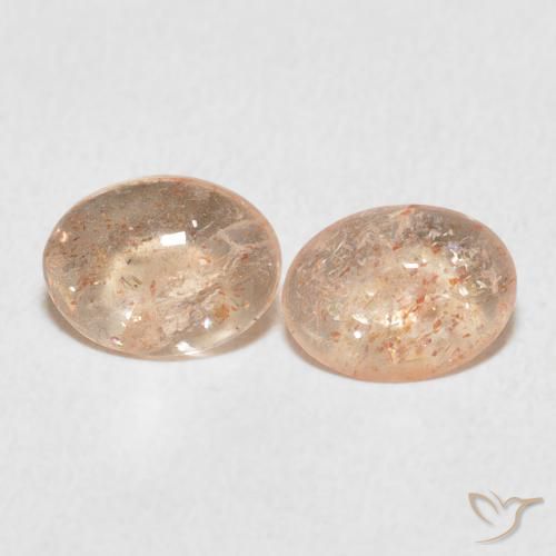 1.81ctw Naturel Orange tigre léger Pierre de soleil, ovale, Translucide, Photo A