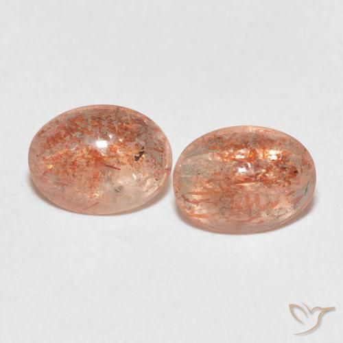 1.91ctw Naturel Orange rougeâtre Pierre de soleil, ovale, Translucide