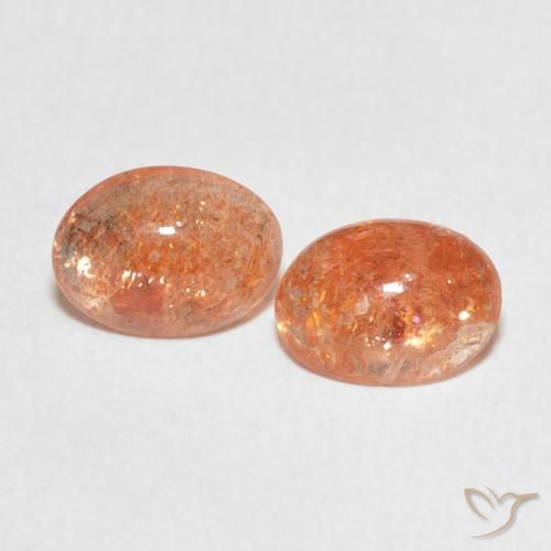 1.84ctw Naturel Orange rougeâtre Pierre de soleil, ovale, Translucide