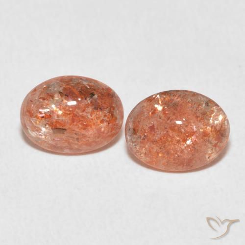 2.18ctw Naturel Orange rougeâtre Pierre de soleil, ovale, Translucide