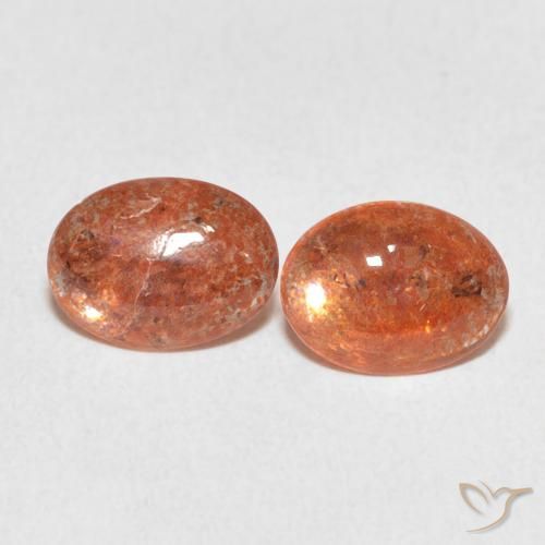 1.58ctw Naturel Orange rougeâtre Pierre de soleil, ovale, Translucide