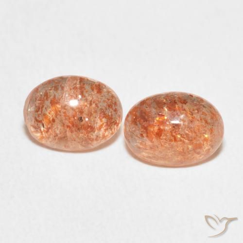 2.20ctw Naturel Orange tigre léger Pierre de soleil, ovale, Translucide