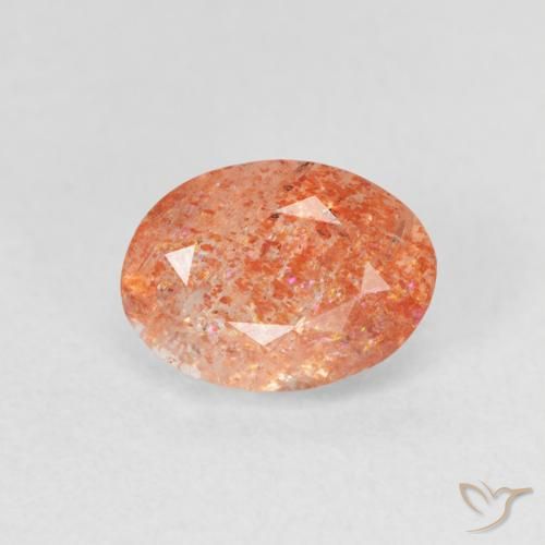 1.20ct Naturel Medium Light-Orange Pierre de soleil, ovale, Translucide