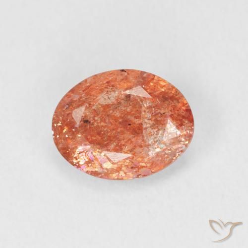 0.98ct Naturel Orange rougeâtre Pierre de soleil, ovale, Translucide
